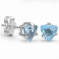 Preview: Ohrstecker Blue Topas 925 Sterling Silber Rhod.-1,00 Karat