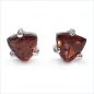 Preview: Granat Ohrringe/Ohrstecker-Trillion-Sterling Silber- Rhodiniert 1,00 Karat
