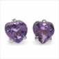Preview: Ohrstecker Herz-Sterling Silber-Rhodin.-mit Amethyst 0,90 Karat