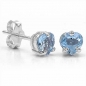 Preview: Ohrstecker Herz-Sterling Silber-Rhodin.-mit Blautopas