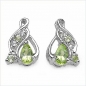 Preview: Filigrane Peridot/Weißtopas Ohrringe/Ohrstecker-0,58 Karat-10 Edelsteine