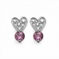 Preview: Ohrstecker Herz mit Rosa/Pink Turmalin-925 Sterling Silber-Rhodiniert-0,50 Karat