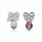 Preview: Ohrstecker Herz mit Rosa/Pink Turmalin-925 Sterling Silber-Rhodiniert-0,50 Karat