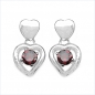 Preview: Ohrstecker Herz-Sterling Silber-Rhodiniert-mit Granat-2,20 Karat