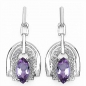 Preview: 40 Weiße Diamanten-Amethyst-Ohrringe-Silber Rhod.-2,40 Karat