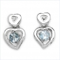 Preview: Ohrstecker Diamant/Blautopas-Herz-Sterling Silber Rhod.-2,15 Karat