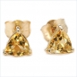 Preview: Ohrringe/Ohrstecker Citrin-Trillion-Dreiecke-Gelbgold 10 Karat-416er Gold