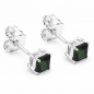 Preview: Ohrringe/Ohrstecker Seltener grüner Turmalin-Squareschliff-Silber-0,70 Karat