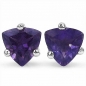 Preview: Amethyst-Ohrringe/Stecker Trillion-925 Silber-Rhodiniert-0,90 Karat