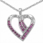 Preview: Collier mit Herz-Anhänger Rubin-0,47 Karat-23 Edelsteine-Sterling Silber Rhodin.