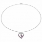 Preview: Collier mit Herz-Anhänger Rubin-0,47 Karat-23 Edelsteine-Sterling Silber Rhodin.