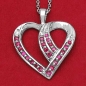 Preview: Collier mit Herz-Anhänger Rubin-0,47 Karat-23 Edelsteine-Sterling Silber Rhodin.