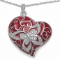 Preview: Designer Collier/Kette mit rotem Emaillie-Herz mit Zirkonia-Sterling Silber