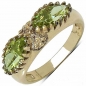 Preview: Brass-Peridot Zirkonia Ring-14 Karat vergoldet-2,88 Karat