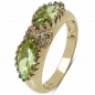 Preview: Brass-Peridot Zirkonia Ring-14 Karat vergoldet-2,88 Karat