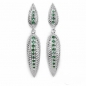 Preview: Ohrringe/Ohrstecker Grüne American Diamonds Feder-Silber Rhodiniert-0,70 Karat