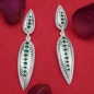 Preview: Ohrringe/Ohrstecker Grüne American Diamonds Feder-Silber Rhodiniert-0,70 Karat