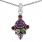 Preview: Collier/Kette mit Multi Edelstein-Anhänger-Amethyst,Granat,Peridot,Citrin