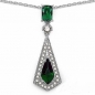 Preview: Collier/Kette mit smaragd-grünen Zirkonia-Anhänger-Silber-Rhodiniert-4,50 Karat