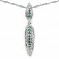 Preview: Ohrringe/Ohrstecker Grüne American Diamonds Feder-Silber Rhodiniert-0,70 Karat