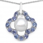 Preview: Collier/Halskette mit Tansanit/Perle-Anhänger-15 Edelsteine-3,04 Karat