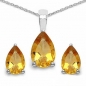 Preview: Edles Citrin-Tropfen-Schmuck-SET 4-teilig Sterling Silber Rhodiniert-2,60 Karat