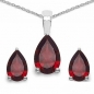 Preview: Edles Granat-Tropfen-Schmuck-SET 4-teilig Sterling Silber Rhodiniert-3,00 Karat