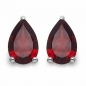 Preview: Edles Granat-Tropfen-Schmuck-SET 4-teilig Sterling Silber Rhodiniert-3,00 Karat