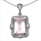 Preview: Collier/Kette mit Diamant/Rosenquarz-Anhänger 8,36Karat