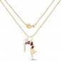 Preview: Collier/Kette mit Anhänger Katze/Kater - Silber vergoldet mit Granat und Weißtopas-0,88 Karat