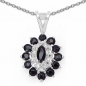 Preview: Collier/Kette mit Anhänger schwarze Saphire/Weißtopas-1,82 Karat-Silber-Rhodiniert