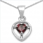 Preview: Collier/Kette mit Herz-Anhänger-Granat 925 Silber/Rhod.-0,50 Karat