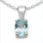 Preview: Collier/Kette Anhänger Ovaler Blautopas-Silber-Rhod.-1,00 Karat