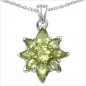 Preview: Collier/Halskette mit grünem Peridot-Stern-Anhänger-2,62 Karat-Silber Rhodiniert