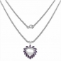 Preview: Collier/Kette mit Amethyst-Herz Anhänger 925-Silber Rhodiniert-2,10 Karat