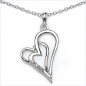 Preview: Collier/Halskette 925-Silber mit Herz Anhänger/Zirkonia