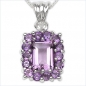 Preview: Collier/Kette mit Anhänger-Amethyst 925 Silber/Rhodin.-3,46 Karat