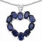 Preview: Collier/Kette Herz-Anhänger-Iolith/Wassersaphir-925 Silber/Rhodiniert 3,60 Karat