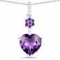 Preview: Collier/Kette mit Amethyst/Tansanit/Weißtopas-Herz-Anhänger 3,68 Karat