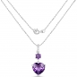 Preview: Collier/Kette mit Amethyst/Tansanit/Weißtopas-Herz-Anhänger 3,68 Karat