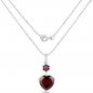 Preview: Collier/Kette mit Granat/Weißtopas-Herz-Anhänger 3,68 Karat
