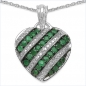 Preview: Collier/Kette mit Smaragd/Weißtopas-Herz Anhänger 925-Silber Rhodiniert-1,67Karat