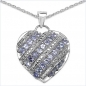 Preview: Collier/Kette m.Tansanit-Herz Anhänger 925-Silber Rhod.-1,30 Karat
