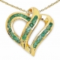 Preview: Collier/Halskette mit Smaragd-Herz-Anhänger 925 Silber-vergoldet 10 Karat
