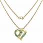 Preview: Collier/Halskette mit Smaragd-Herz-Anhänger 925 Silber-vergoldet 10 Karat