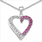 Preview: Collier/Kette-Anhänger Rubin/Zirkonia-925 Silber-Rhodiniert
