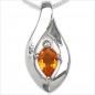 Preview: Collier/Kette mit Citrin-Anhänger 925 Silber Rhodiniert-0,40 Karat