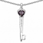 Preview: Collier/Kette mit Granat/Zirkonia-Schlüssel-Anhänger-Silber/Rhodiniert-2,49Karat