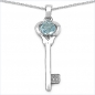 Preview: Collier m.Blautopas/White Topas-Schlüssel-Silber/Rhod.-1,74 Karat