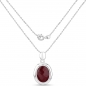 Preview: Collier/Kette-Anhänger echter ovaler Rubin-9,86 Karat-Sterling Silber Rhodiniert